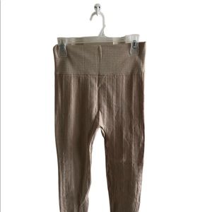 Muk Luks tan fleece lined cable knit legging